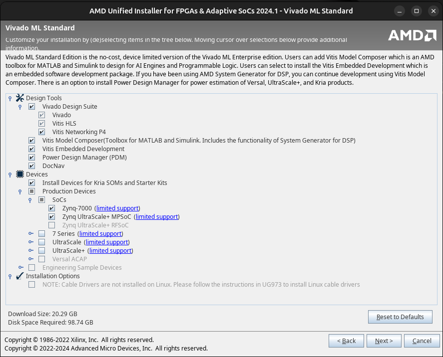 Selected software modules